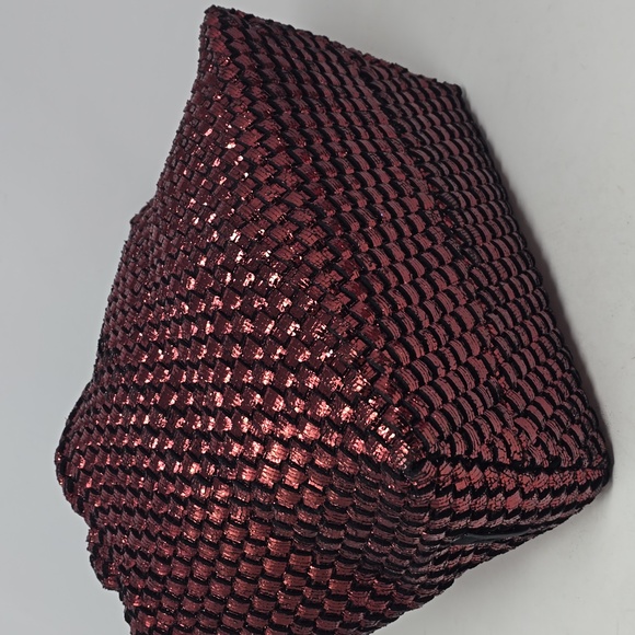 Naghedi Woven Burgundy Metallic Tote Pouch Set Bag - Picture 4 of 8